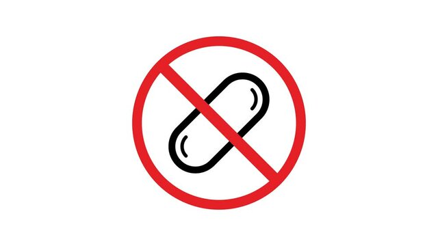 no pill road sign animation. simple red circle prohibition Not Allowed Sign road motion design 4k with alpha channel mate