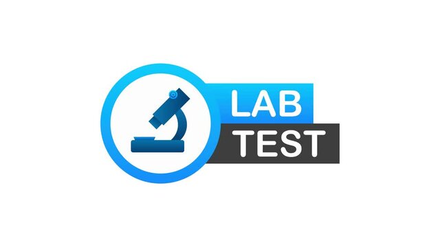 Clinically tested sign. Lab tested sign. Check mark and laboratory flask. Motion graphics.
