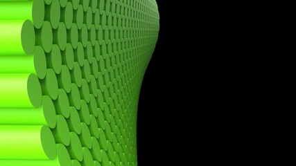 Abstract background with green cylinders under black-white background. 3D high quality rendering. 3D illustration. 3D CG.