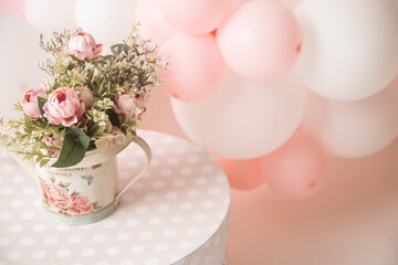 one year girl birthday studio decorations