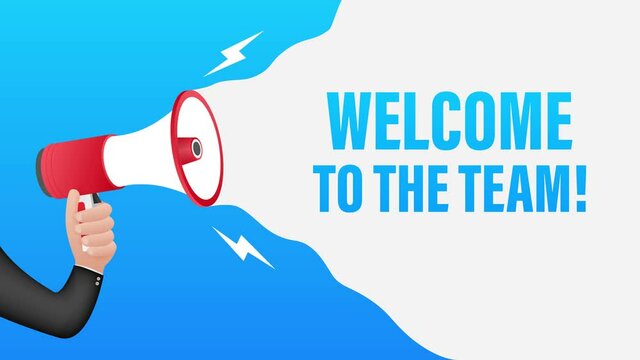 Welcome to the team written on speech bubble. Advertising sign. Motion graphics.