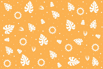 Tropical design with plant leaves and summer symbols. 