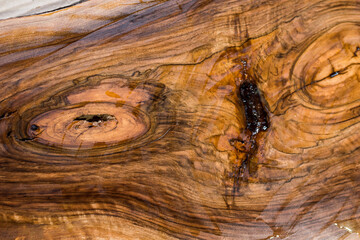 Waxed wood board surface