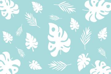 Fototapeta premium Exotic art design with palm leaves and other tropical plants, summer background concept.