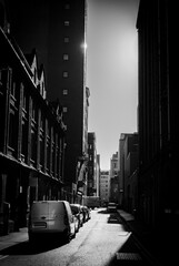 Fototapeta na wymiar belfast city street scene in black and white
