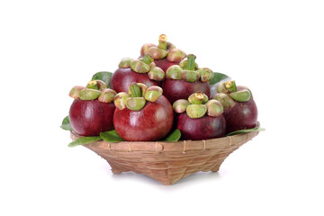 Mangosteen isolated on white background. Mangosteen, the famous exotic delicious tropical fruits from Thailand. Mangosteen also known as Queen of fruits.