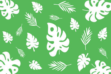  Summer nature background. Green concept design with tropical leaves.
