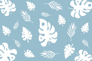 Tropical plant leaves seamless pattern design. Abstract summer background in exotic style.