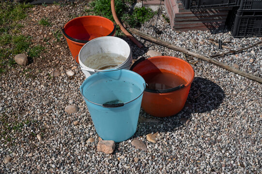 Details of colorful buckets