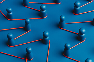 Representation of a network connections in blue tones