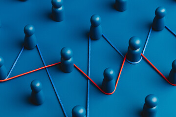 Representation of a network connections in blue tones