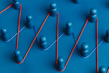 Representation of a network connections in blue tones