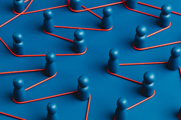 Representation of a network connections in blue tones