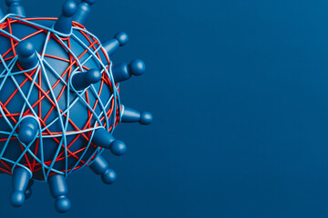 Representation of a network  connections on a globe in blue tones