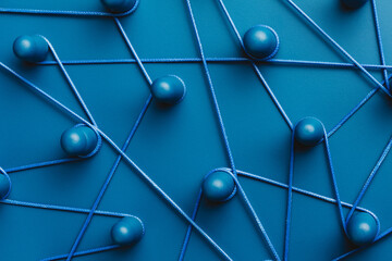 Representation of a network connections in blue tones