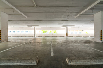 Parking garage department store interior Empty parking lot or garage interior Business building...