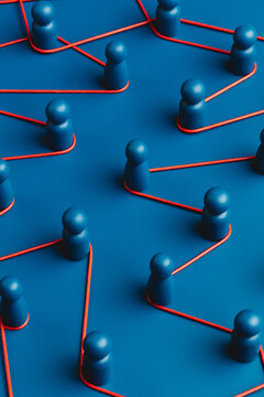 Representation of a network connections in blue tones