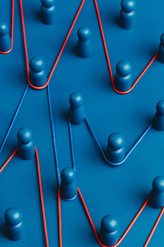 Representation of a network connections in blue tones