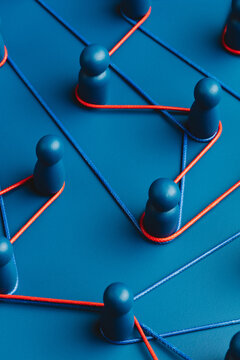 Representation of a network connections in blue tones