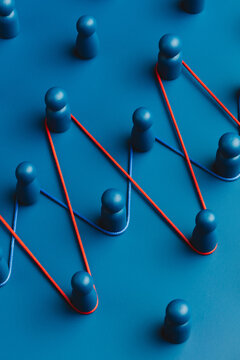 Representation of a network connections in blue tones