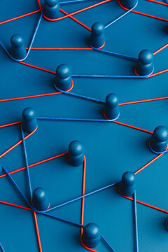 Representation of a network connections in blue tones
