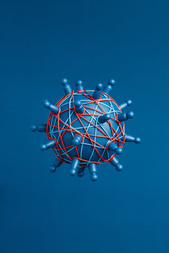 Representation of a network  connections on a globe in blue tones