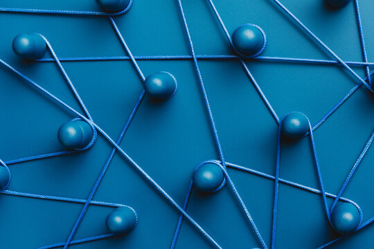 Representation of a network connections in blue tones