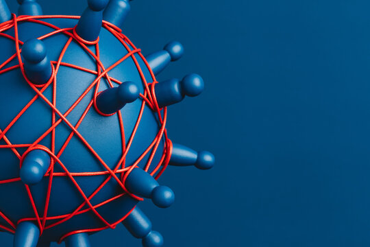 Representation of a network  connections on a globe in blue tones