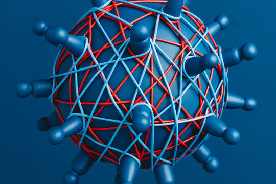 Representation of a network  connections on a globe in blue tones