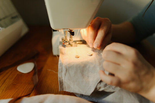 woman sews