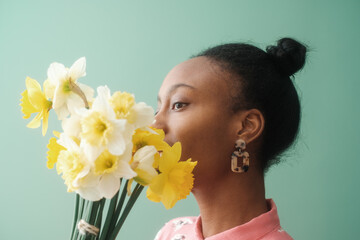 Artistic Portrait Of Black Woman With Flowers