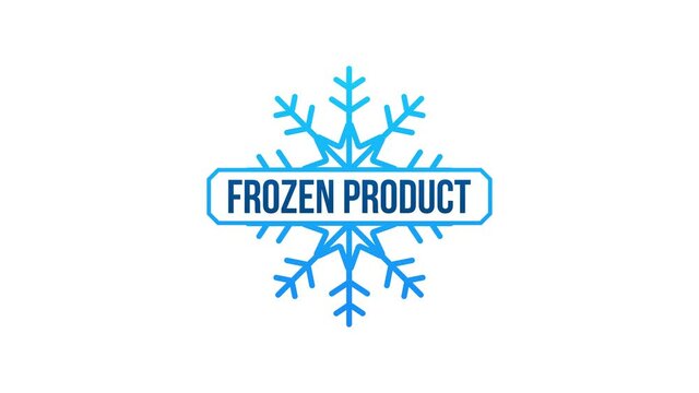Blue frozen product on white background. Food logo. Motion graphics.