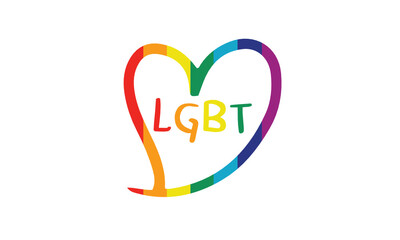 LGBT transgender rainbow color in heart shape isolated vector illustration. LGBT concept background. LGBT pride month