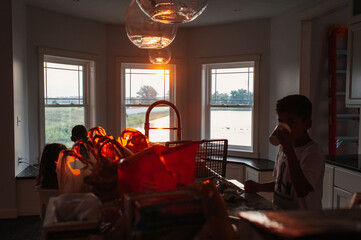 Early morning in the kitchen. 