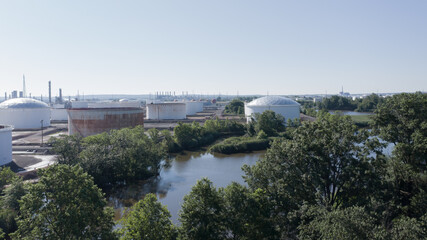 Fototapeta na wymiar Aerial view of an oil refinery