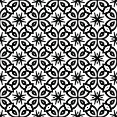 floral seamless pattern background.Geometric ornament for wallpapers and backgrounds. Black and white pattern. 