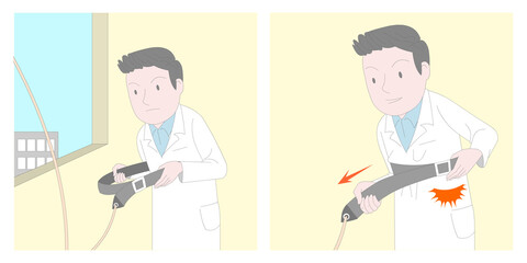 산업안전관리 소방안전 삽화_완강기를 사용하는 사람
