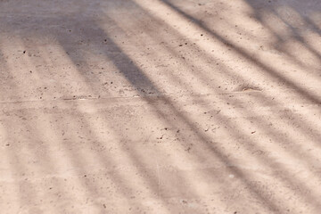 Summer background. Premium texture with tropical palm leaf shadow on beige natural stone wall. Minimal trendy abstract concrete texture background for cosmetic product presentation. 