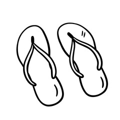 Flip flops isolated on white background. Summer beach shoes. Vector hand-drawn illustration in doodle style. Perfect for your project, card, logo, decorations.