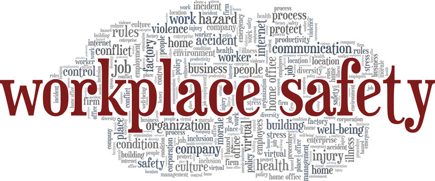 Workplace safety vector illustration word cloud isolated on a white background.