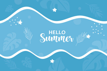 Hello summer greeting card, summer season background.