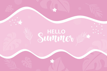 Hello summer greeting card with summer season background.