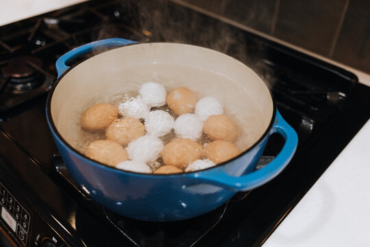 Eggs Boiling on Stove
