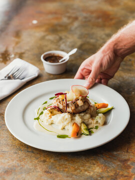 grilled fish with smashed potatoes