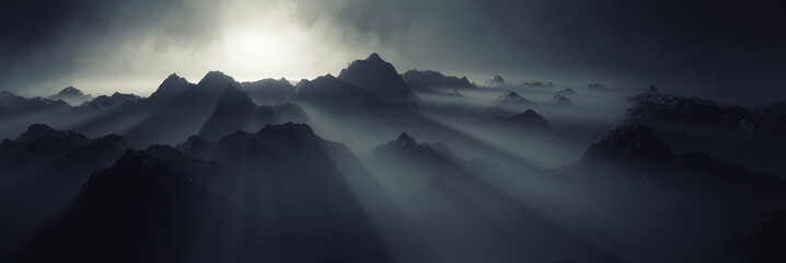 Dark fantasy mountain landscape