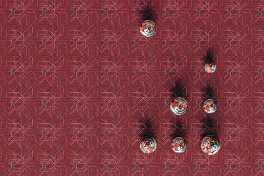 Abstract futuristic renders on purple background