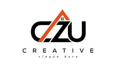 CZU letters real estate construction logo vector - obrazy, fototapety, plakaty