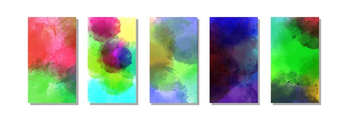 set of bright colorful watercolor background for poster, brochure or flyer poster