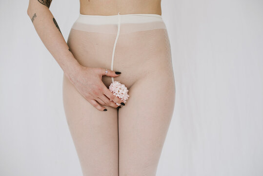 Woman with flower vagina