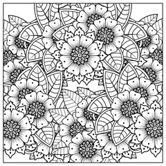 Mehndi flower for henna, mehndi, tattoo, decoration. decorative ornament in ethnic oriental style. doodle ornament. outline hand draw illustration. coloring book page.